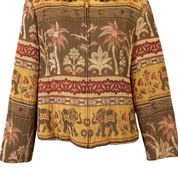 Vintage Giancarlo Ferrari Elephant Print Tapestry Zip Up Blazer Jacket - Picture 3 of 9